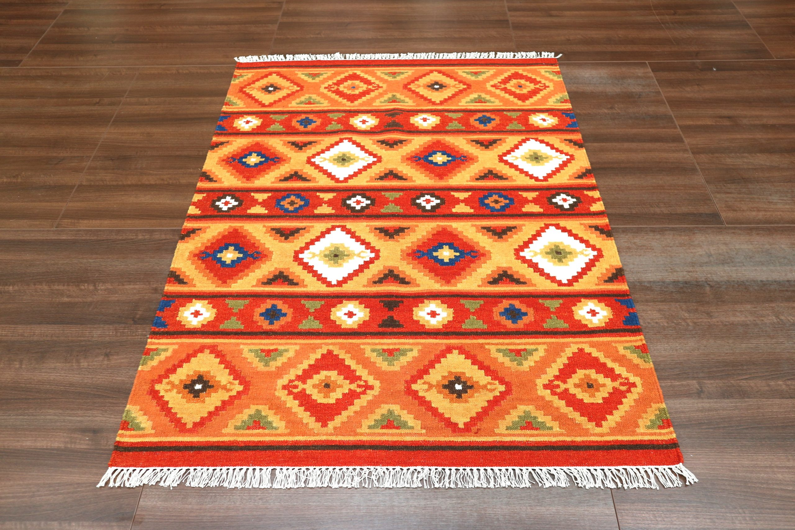 Indian Kelim Rug - Multicoloured - Flatweave Tribal design rug IKF002