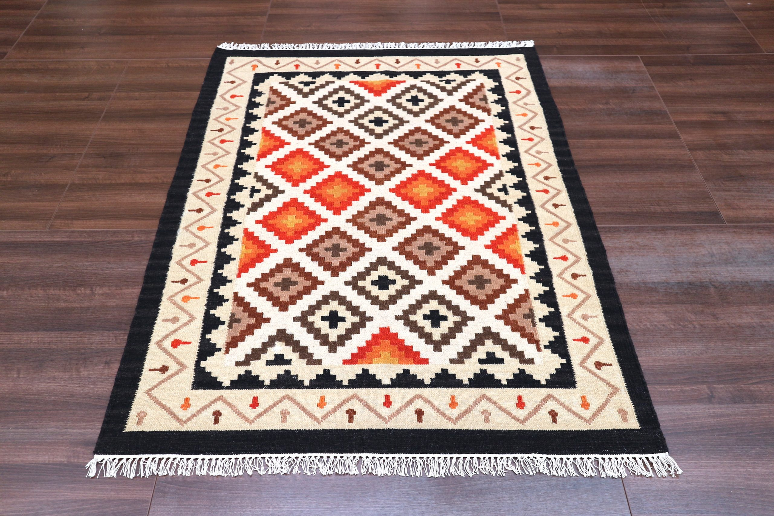 Indian Kelim Rug - Multicoloured - Flatweave Tribal design rug IKF003