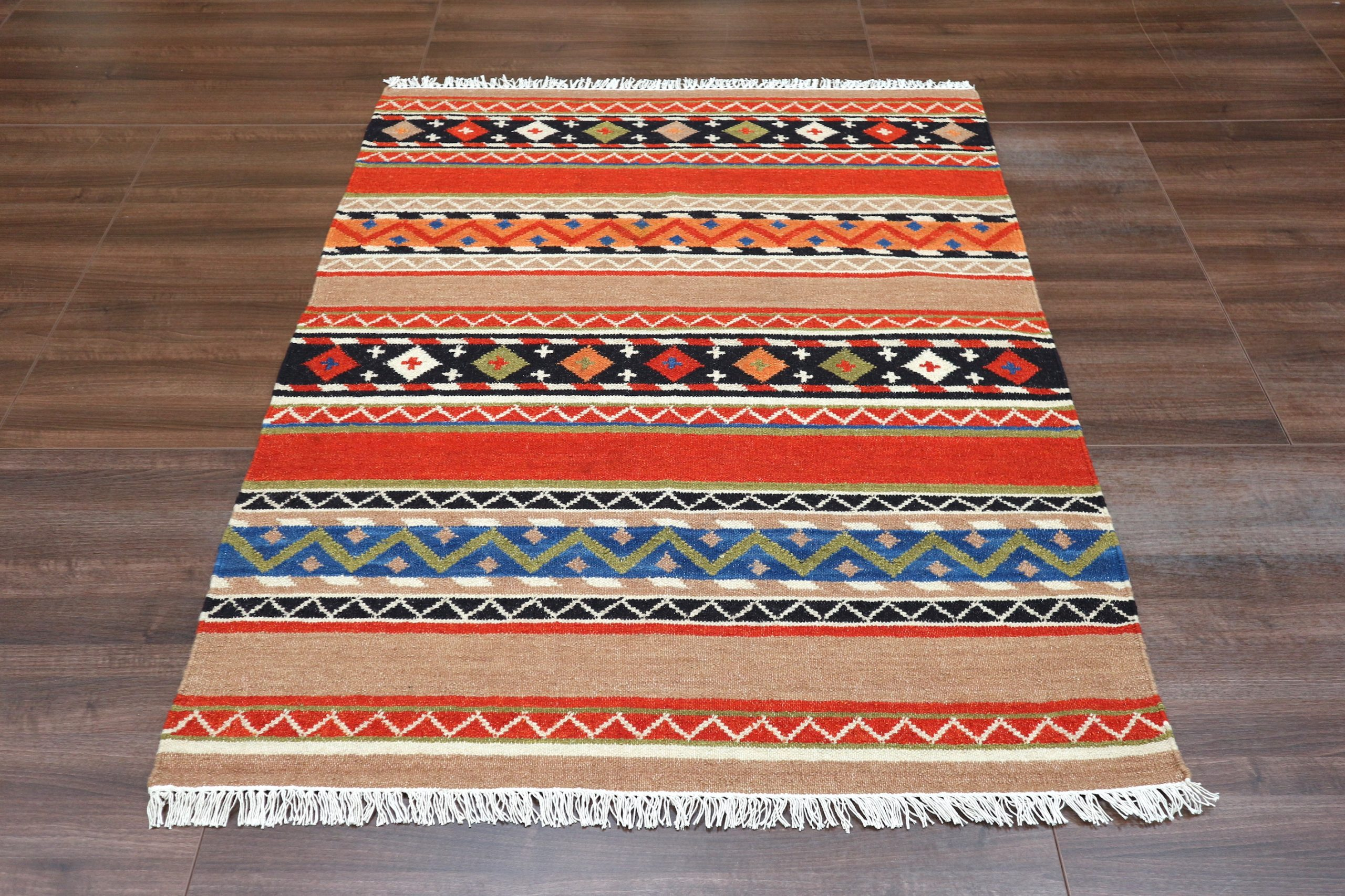 Indian Kelim Rug - Multicoloured - Flatweave Tribal design rug IKF004