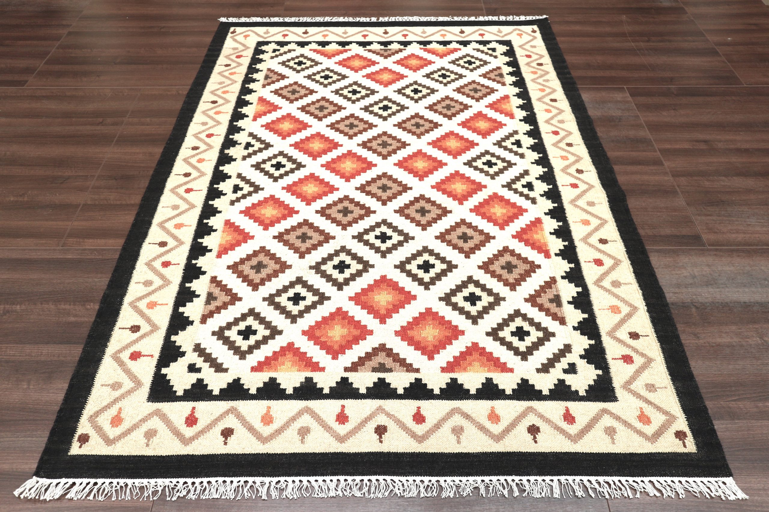 Indian Kelim Rug - Multicoloured - Flatweave Tribal design rug IKF003