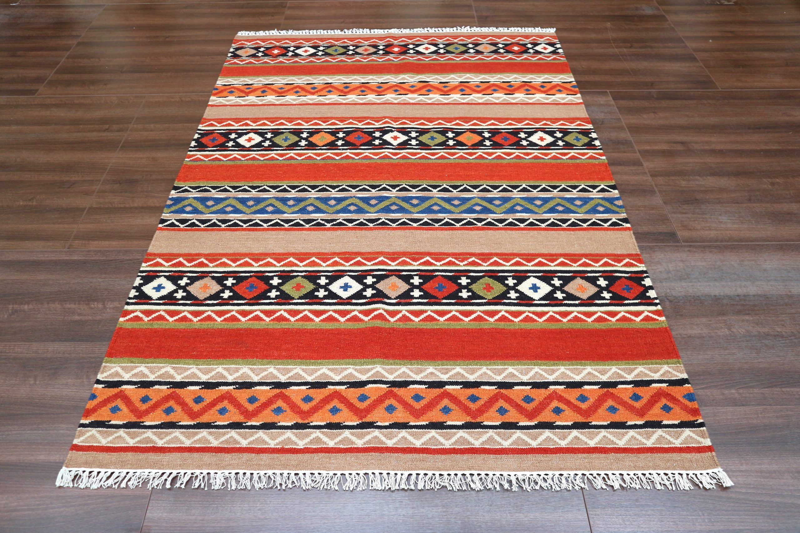 Indian Kelim Rug - Multicoloured - Flatweave Tribal design rug IKF004