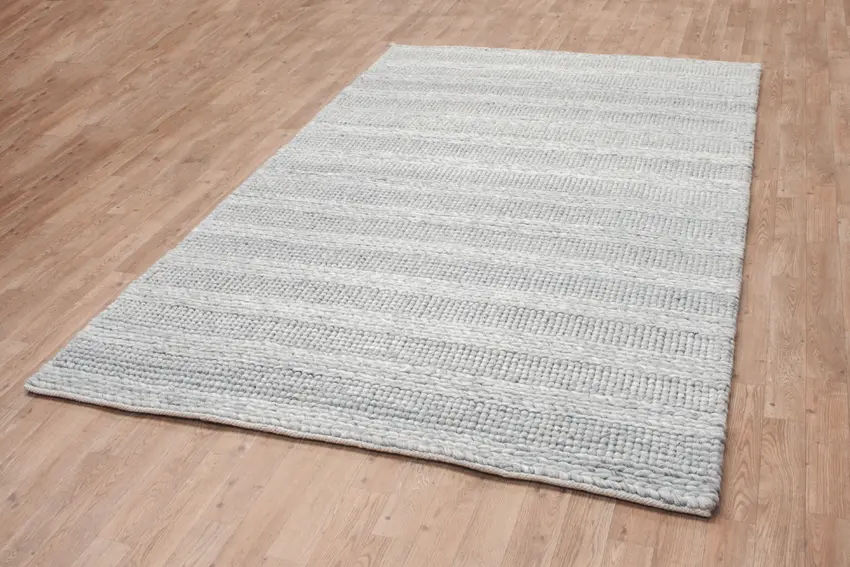 Plaited Rug - Grey - Plain 100% wool rug with Plaited design ILE001