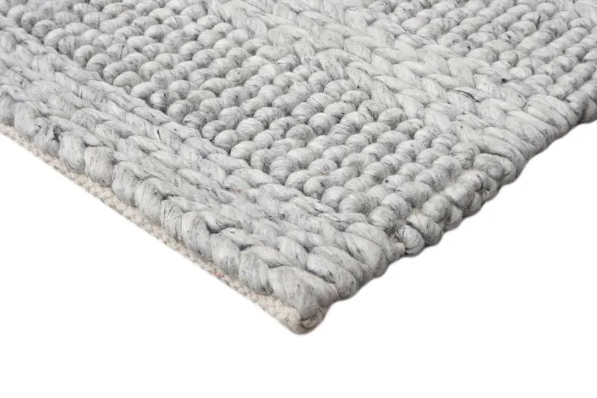 Plaited Rug - Grey - Plain 100% wool rug with Plaited design ILE002