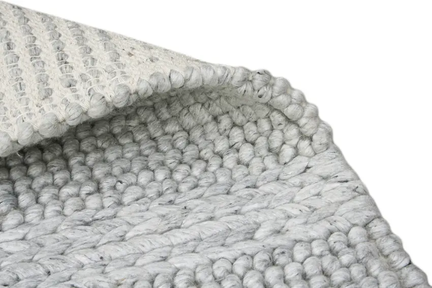 Plaited Rug - Grey - Plain 100% wool rug with Plaited design ILE002