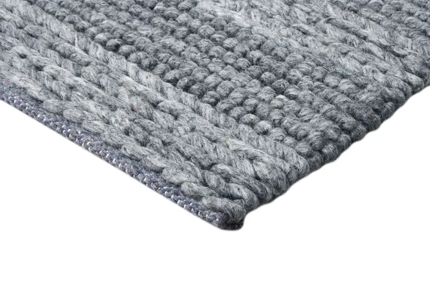Plaited Rug - Grey - Plain 100% wool rug with Plaited design ILE003