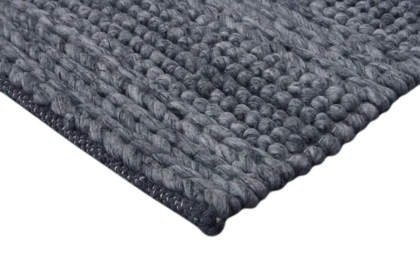 Plaited Rug - Grey - Plain 100% wool rug with Plaited design ILE004