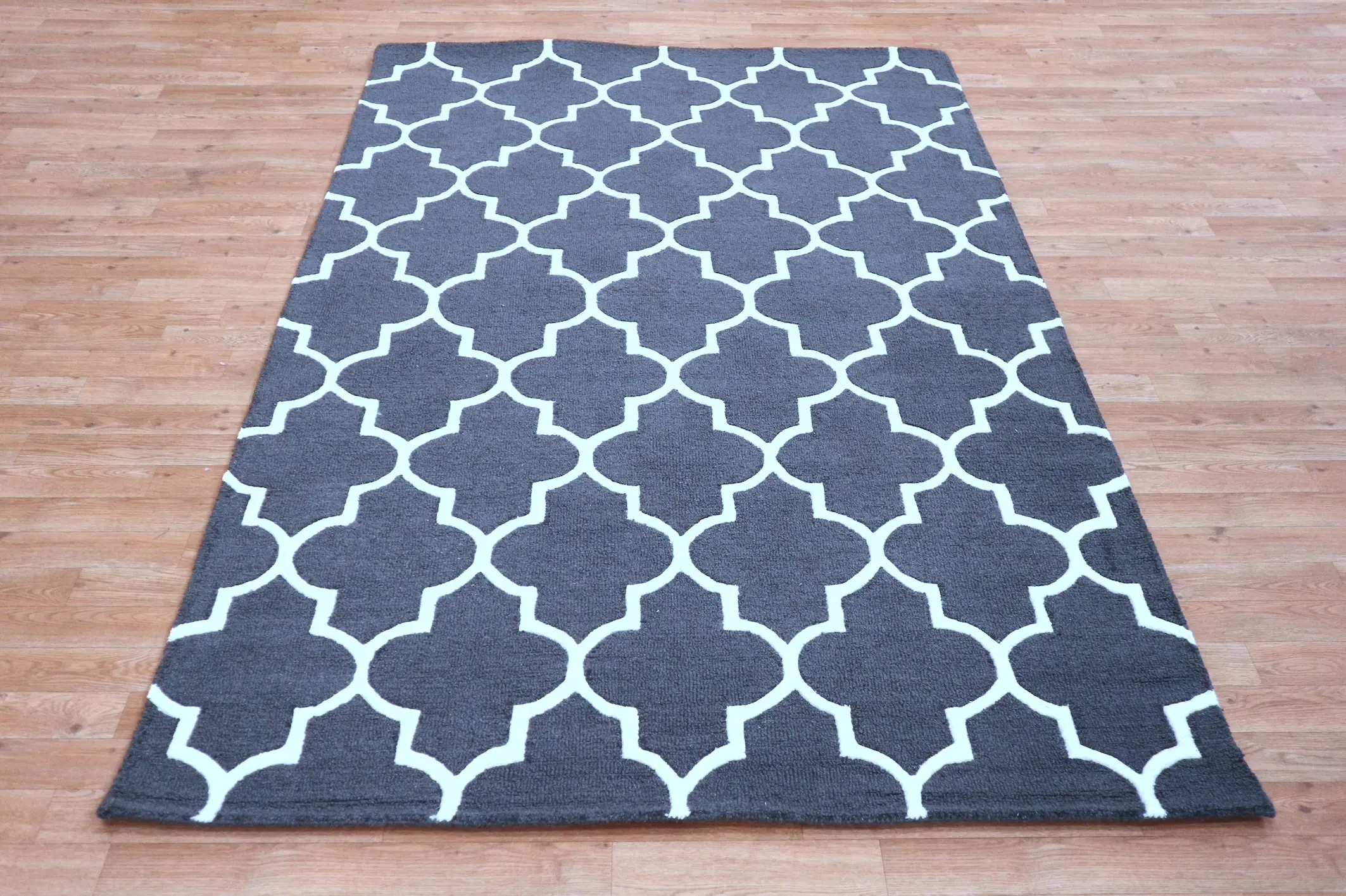 Lattice Design Rug - Grey - Indian Rug with Lattice Design DFS711