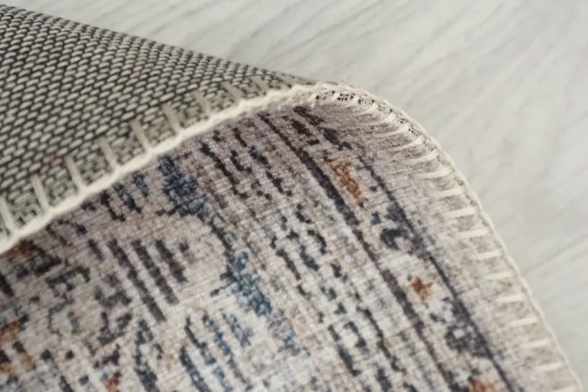 Pippur Printed Rug - Cream and Blue - ZDB701
