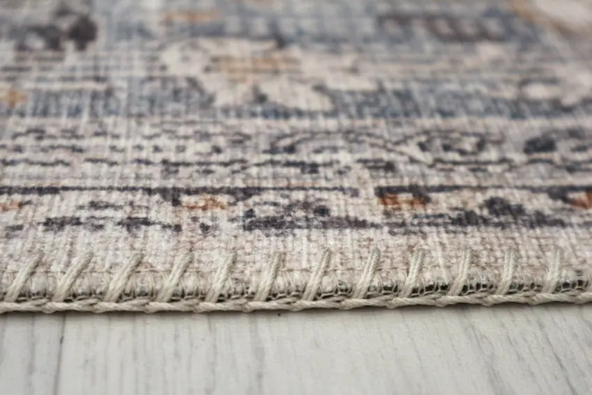 Pippur Printed Rug - Cream and Blue - ZDB701