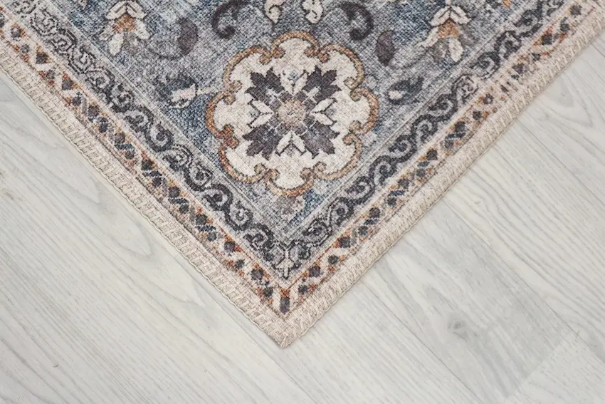 Pippur Printed Rug - Cream and Blue - ZDB701