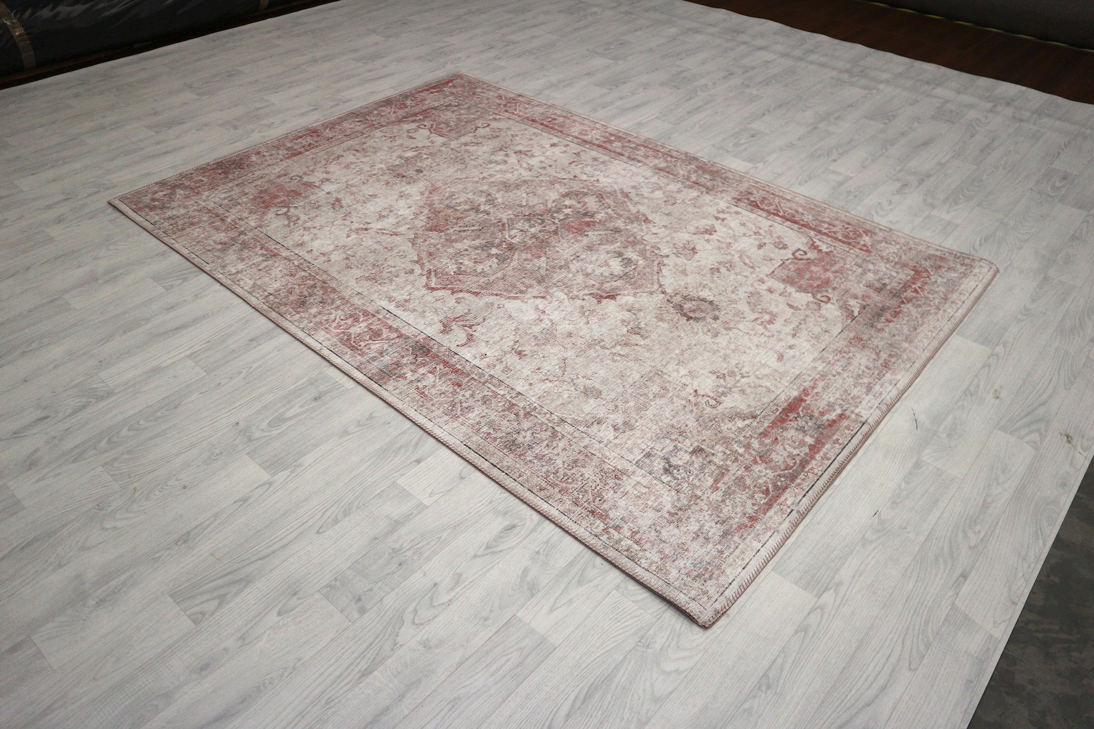 Pippur Printed Rug - Cream and Red - ZDB709