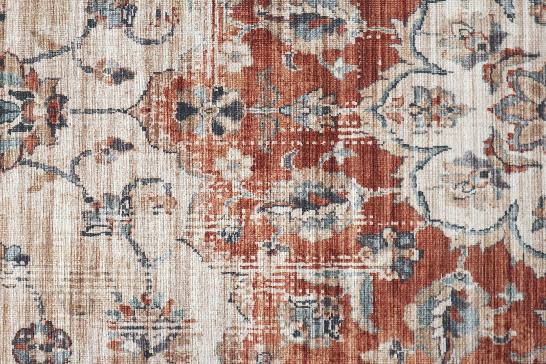 Pippur Printed Rug - Cream and Red - ZDB712