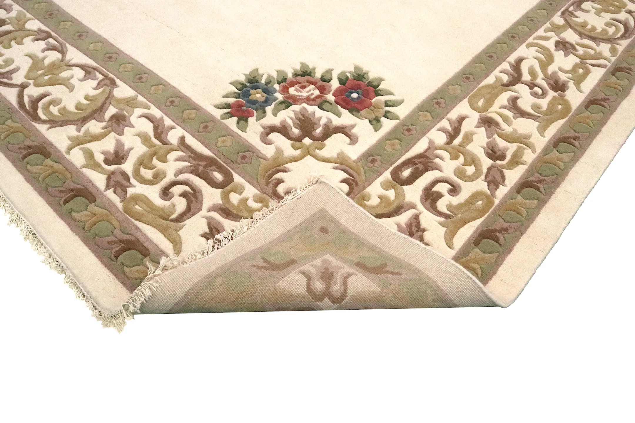 Super Rajbik rug - Cream  - Handknotted Indian Aubusson design rug RAJ032023 458 x 336