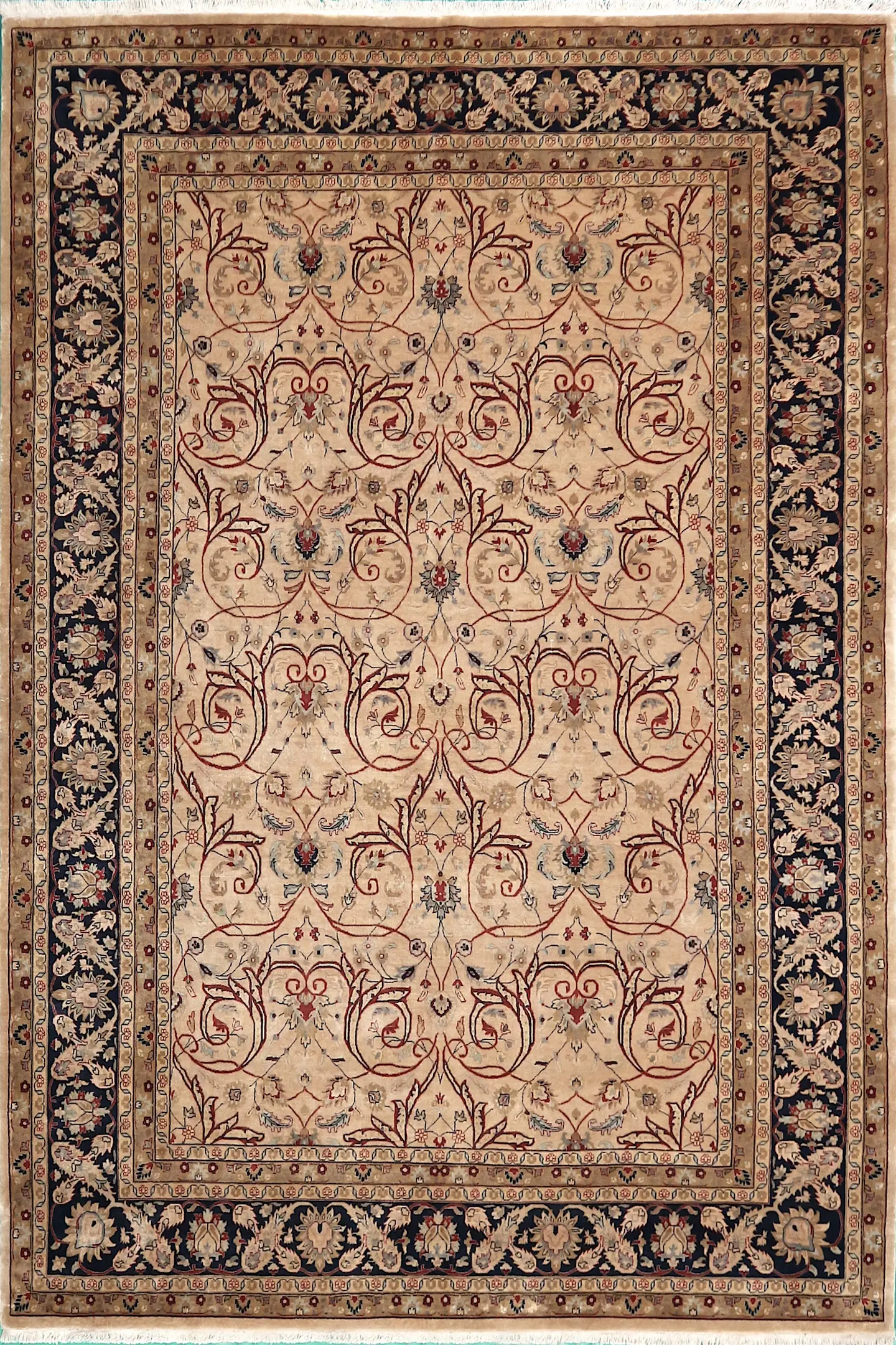 Very fine indo Persian - Cream - Handknotted rug with Persian design IPF030005 415 x 303