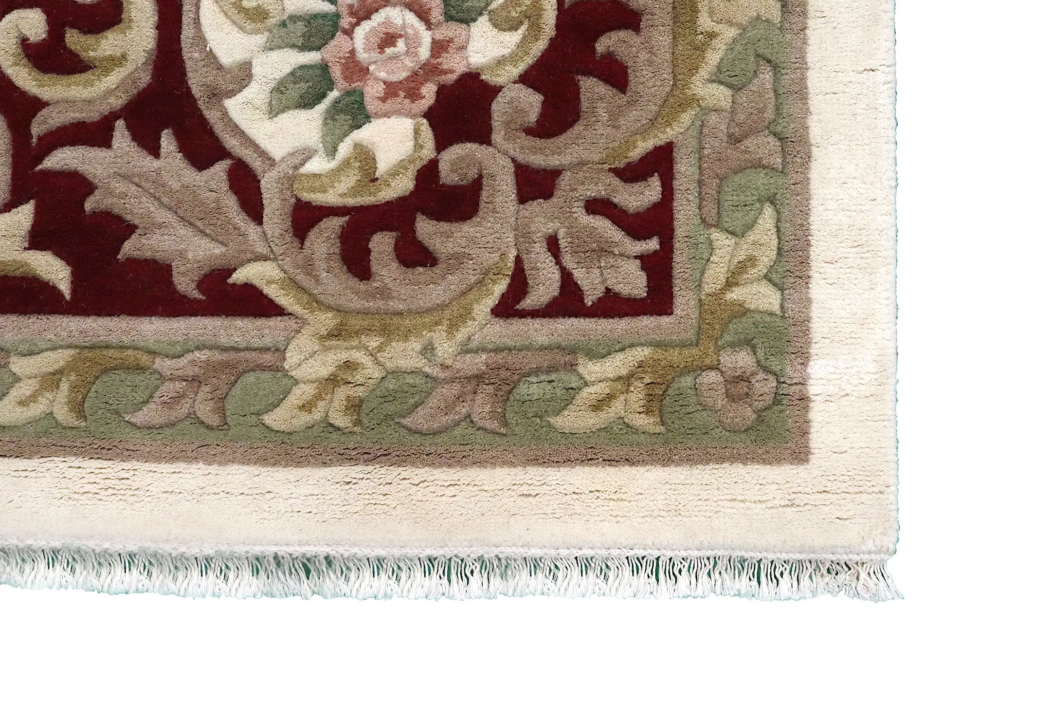 Super Rajbik rug - Cream & Red - Handknotted Indian Aubusson rug RAJ030015 424 x 303