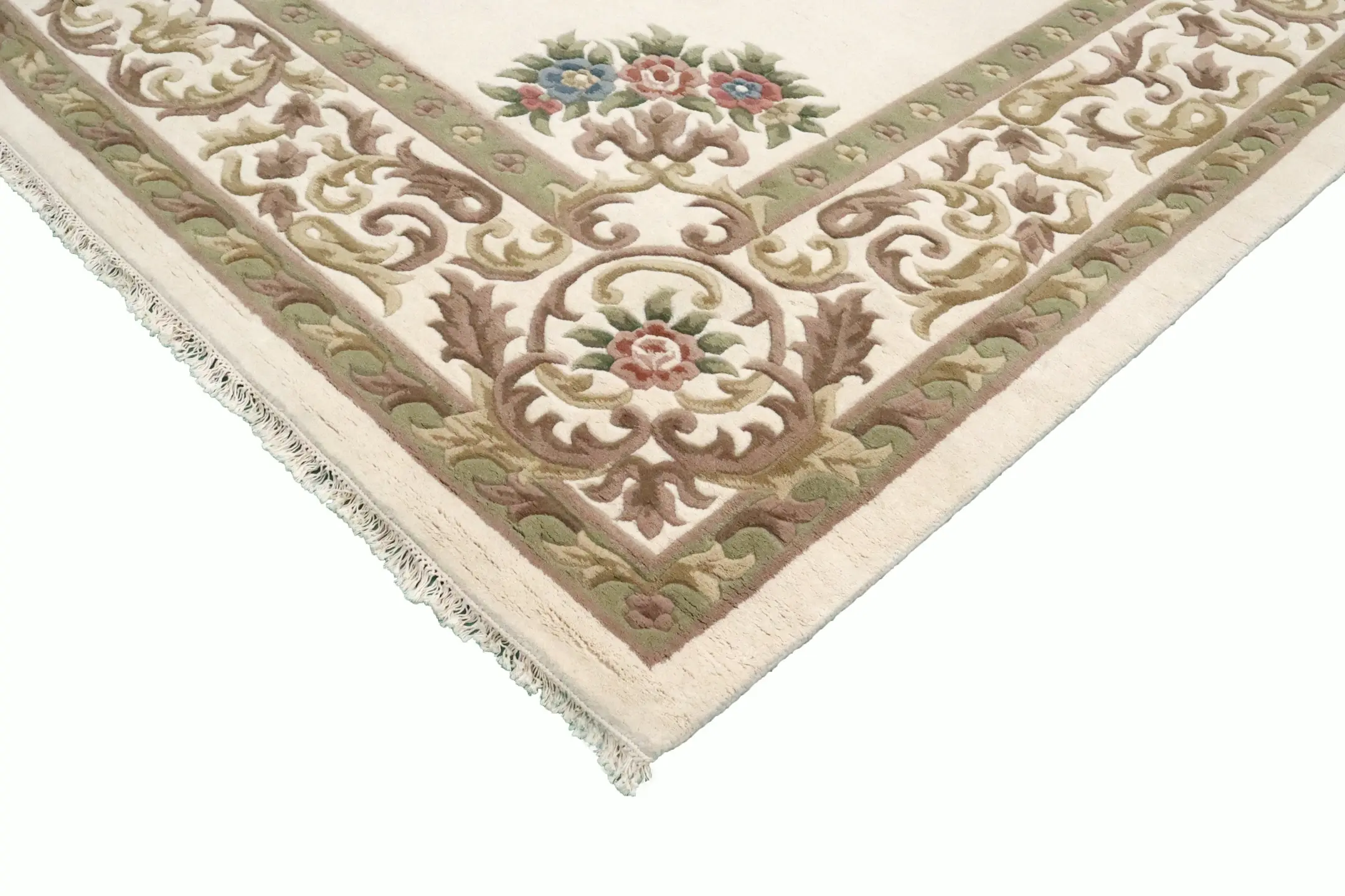 Super Rajbik rug - Cream - Handknotted Indian Aubusson design rug RAJ030023 420 x 304