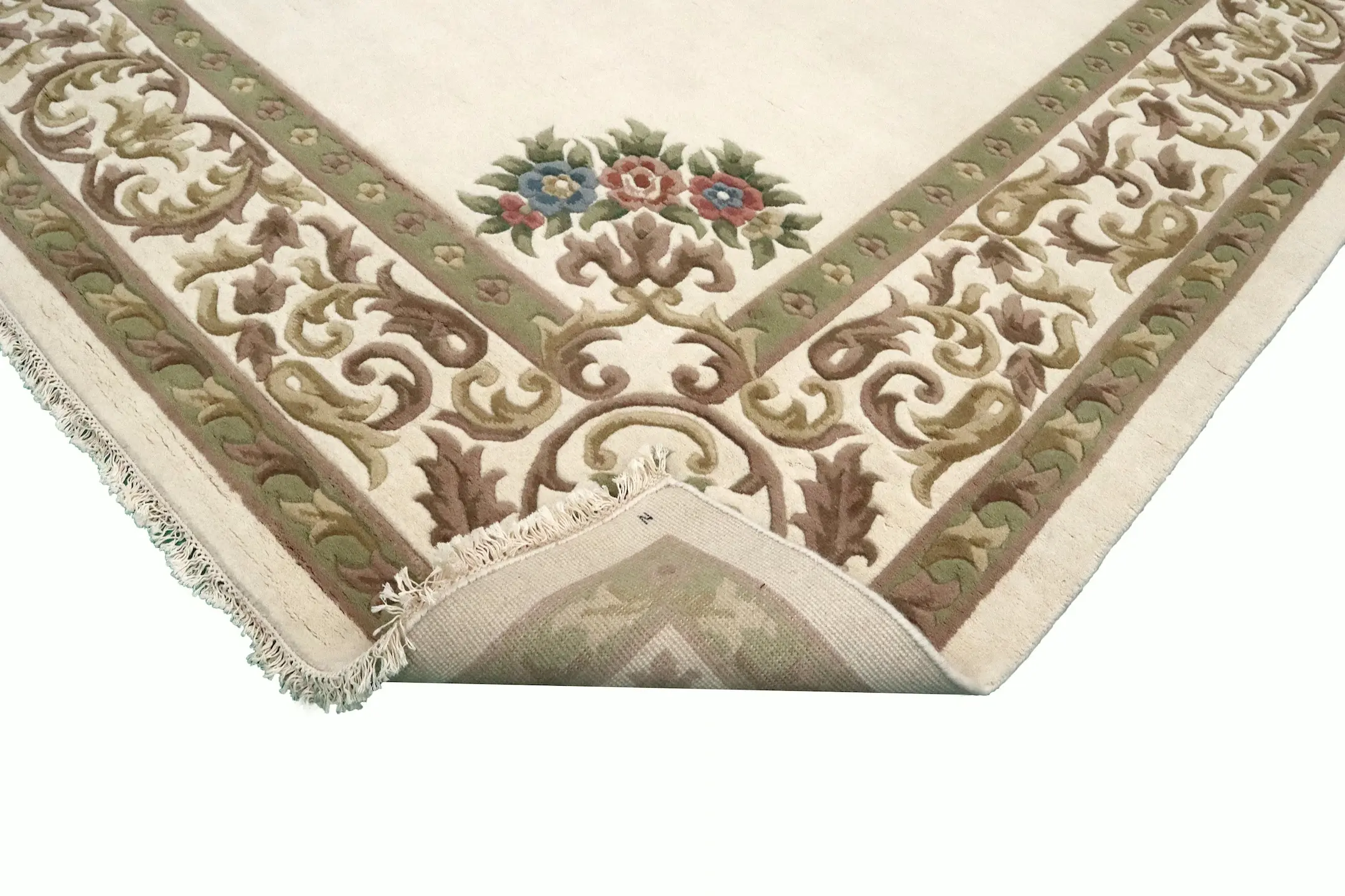 Super Rajbik rug - Cream  - Handknotted Indian Aubusson design rug RAJ030023 420 x 304