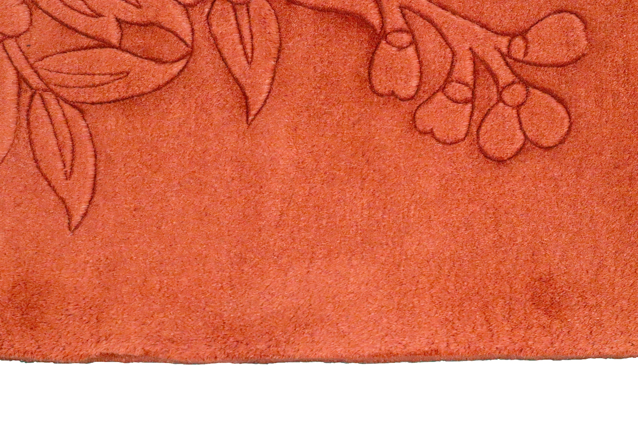 Plain carved Chinese rug - Orange - 100% wool rug with Floral design SPS030258 420 x 301
