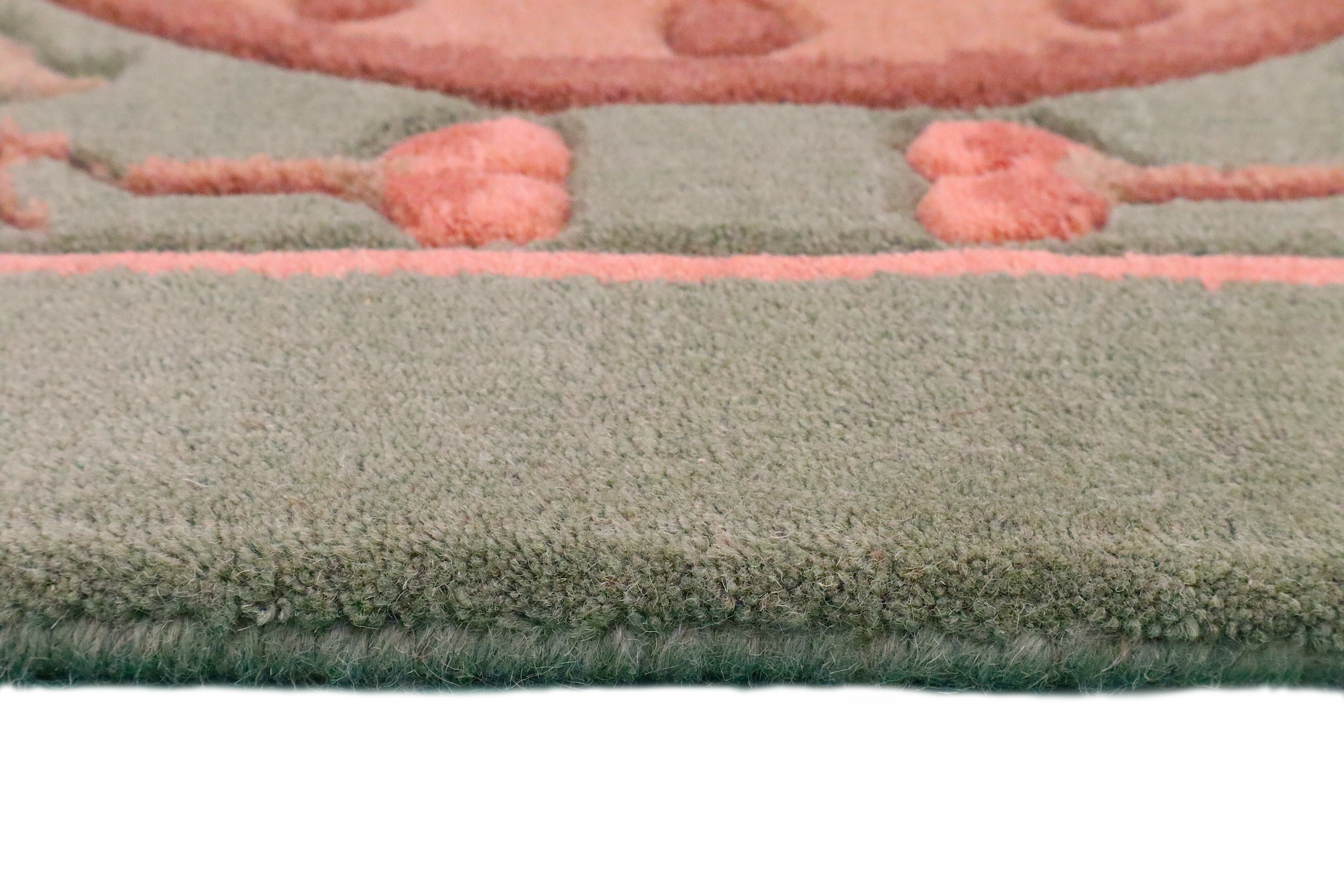 Mahal Indian Rug - Green & Cream - Handknotted Floral design Indian rug MAH030002 424 x 305