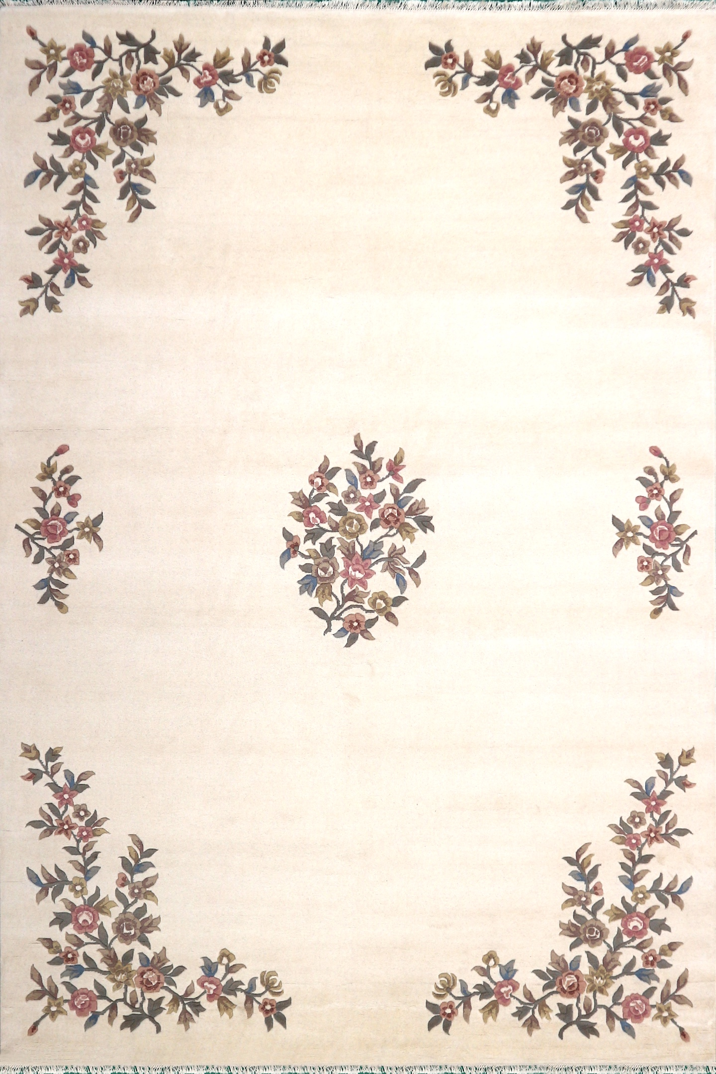 Mahal Indian Rug - Cream - Handknotted Floral design Indian rug MAH030024 424 x 304