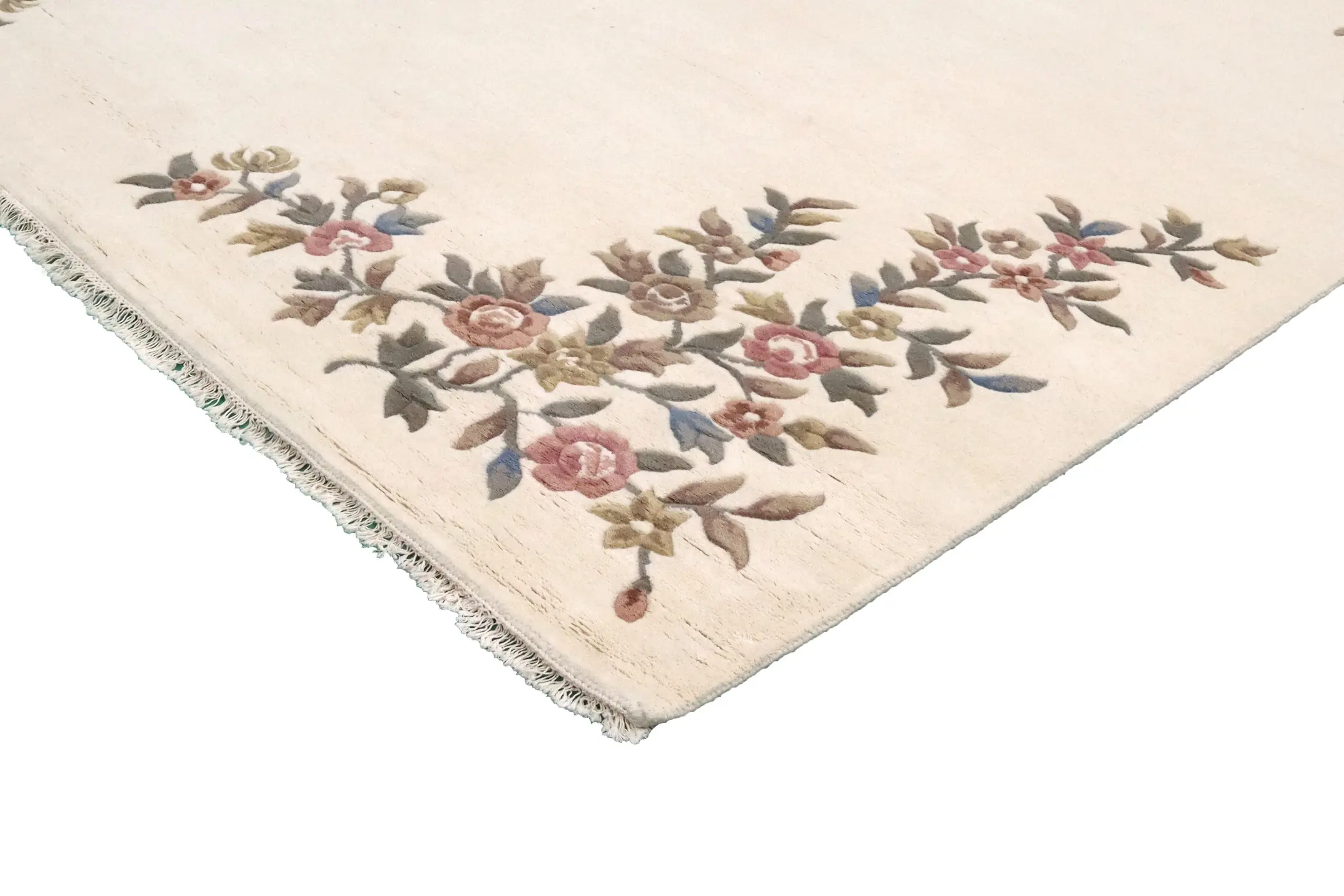 Mahal Indian Rug - Cream - Handknotted Floral design Indian rug MAH030024 424 x 304