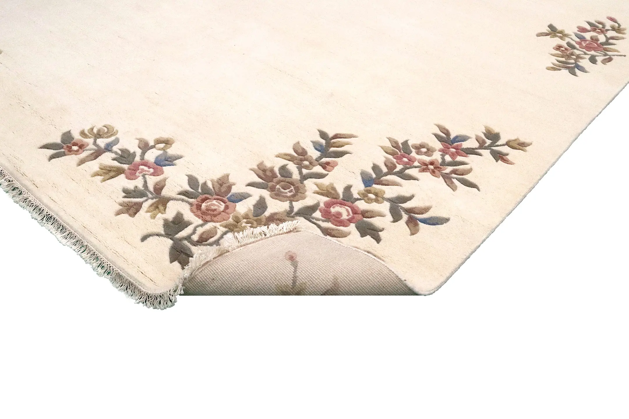 Mahal Indian Rug - Cream - Handknotted Floral design Indian rug MAH030024 424 x 304