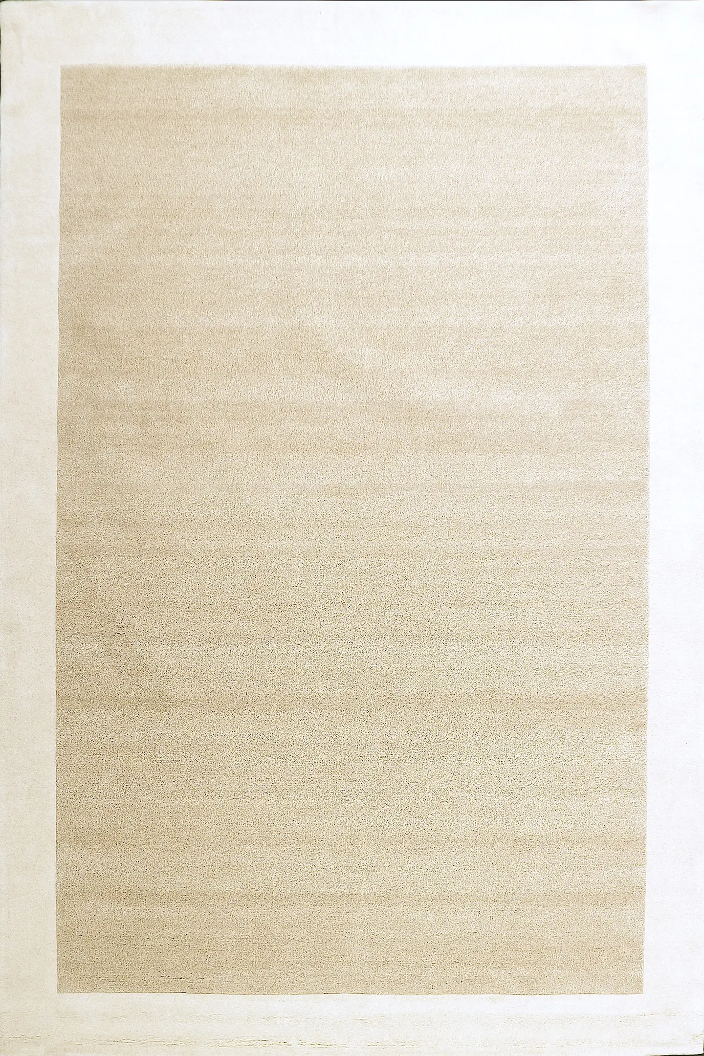 Plain Neutral Wool Rug - Cream - Indian Rug With Carved Border ECB030203 419 x 305