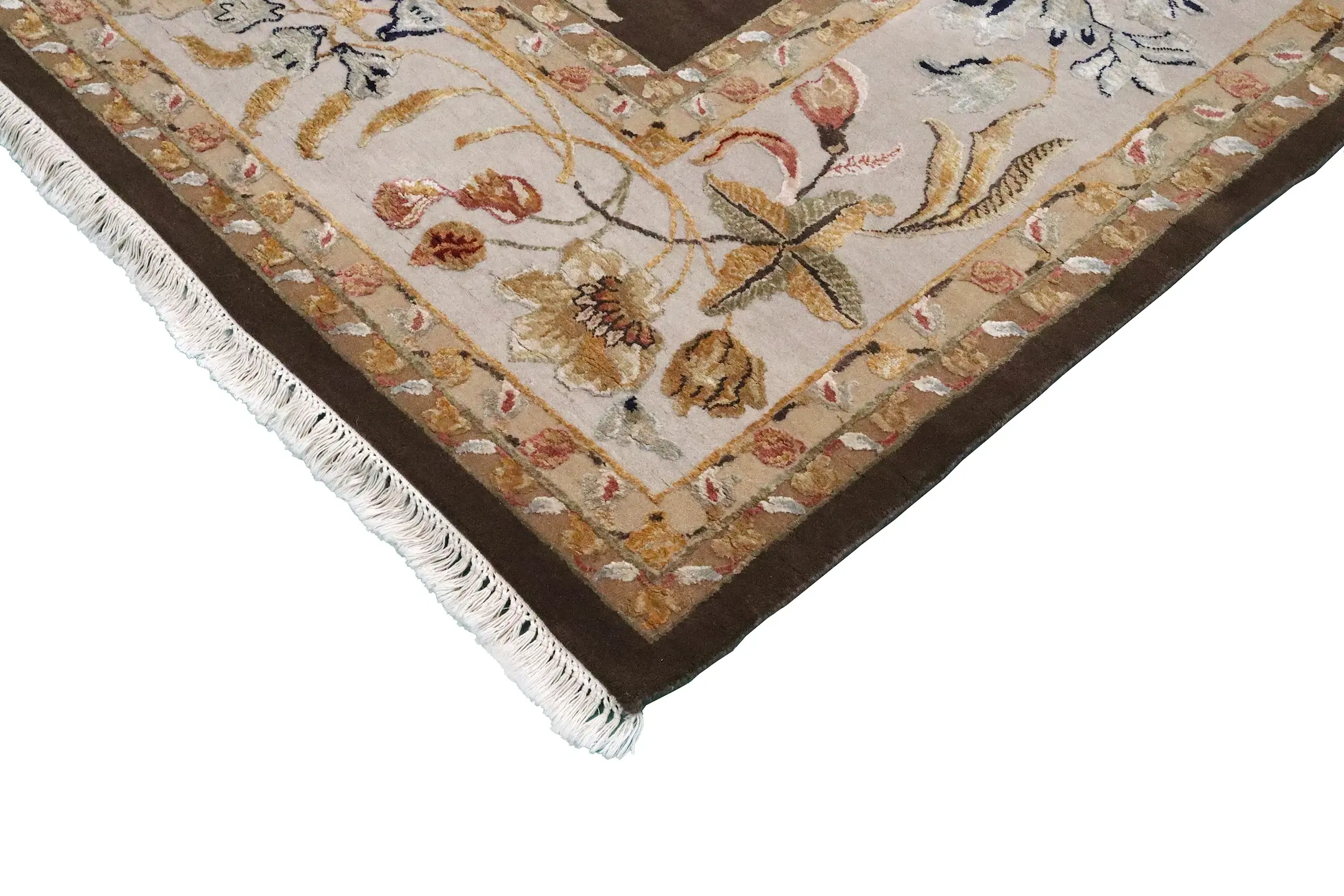 Luxury Indian Jaipur Rug - Brown - Handknotted Silk mix Indian rug IJS030005 438 x 308