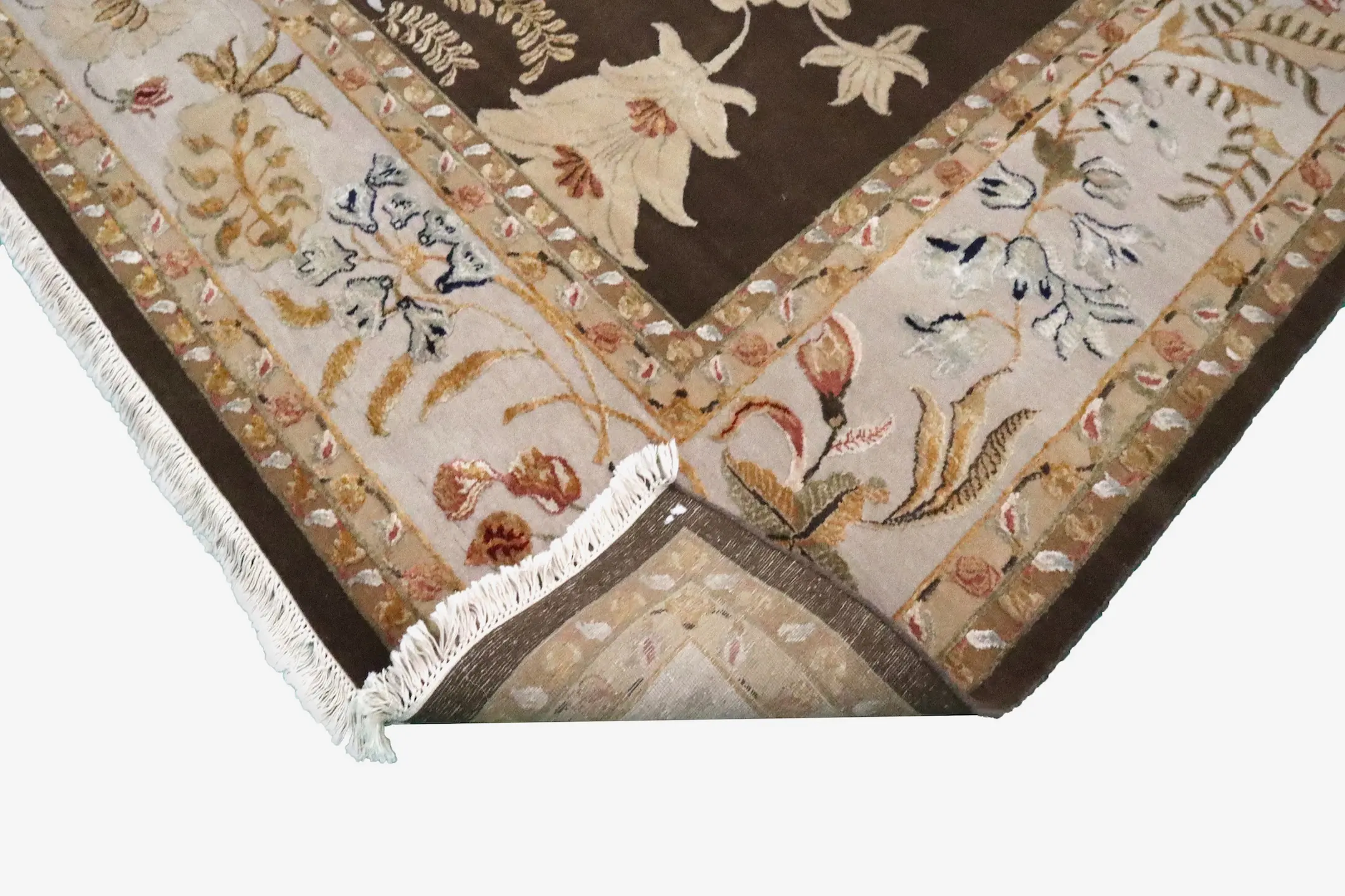 Luxury Indian Jaipur Rug - Brown - Handknotted Silk mix Indian rug IJS030005 438 x 308
