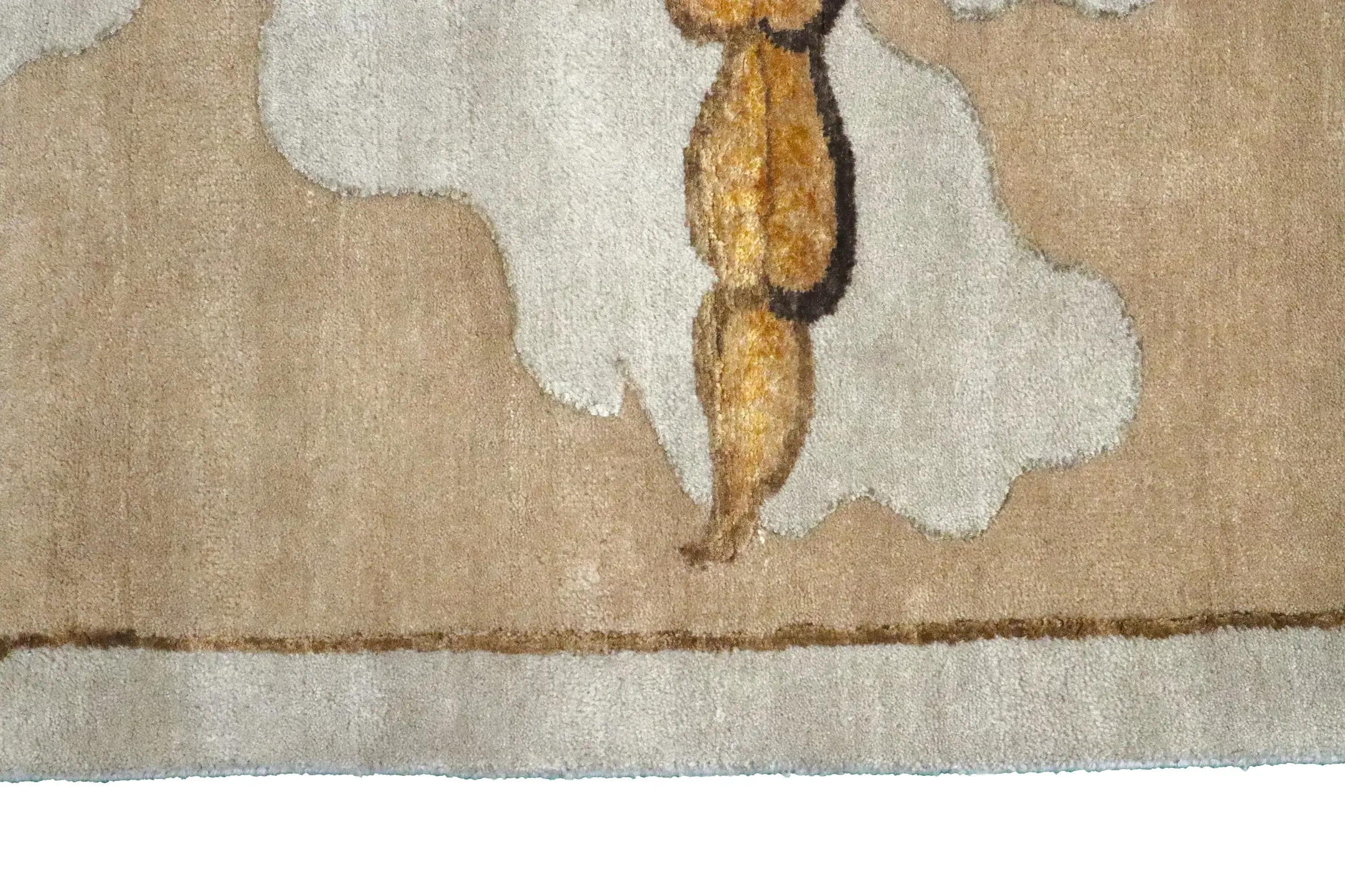 Luxury Indian Jaipur Rug - Gold - Handknotted Silk mix Indian rug IJS030007 424 x 314