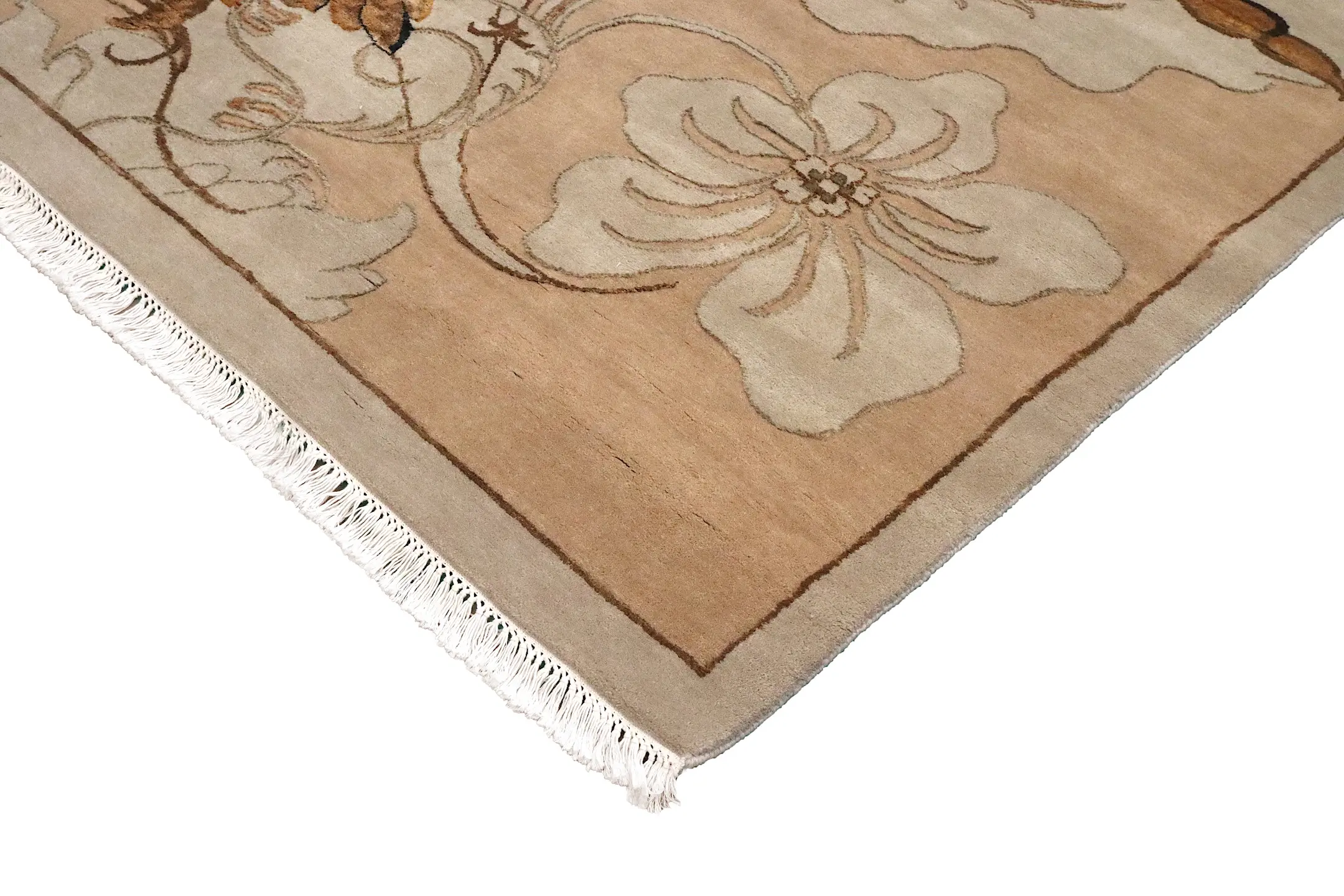Luxury Indian Jaipur Rug - Gold - Handknotted Silk mix Indian rug IJS030007 424 x 314