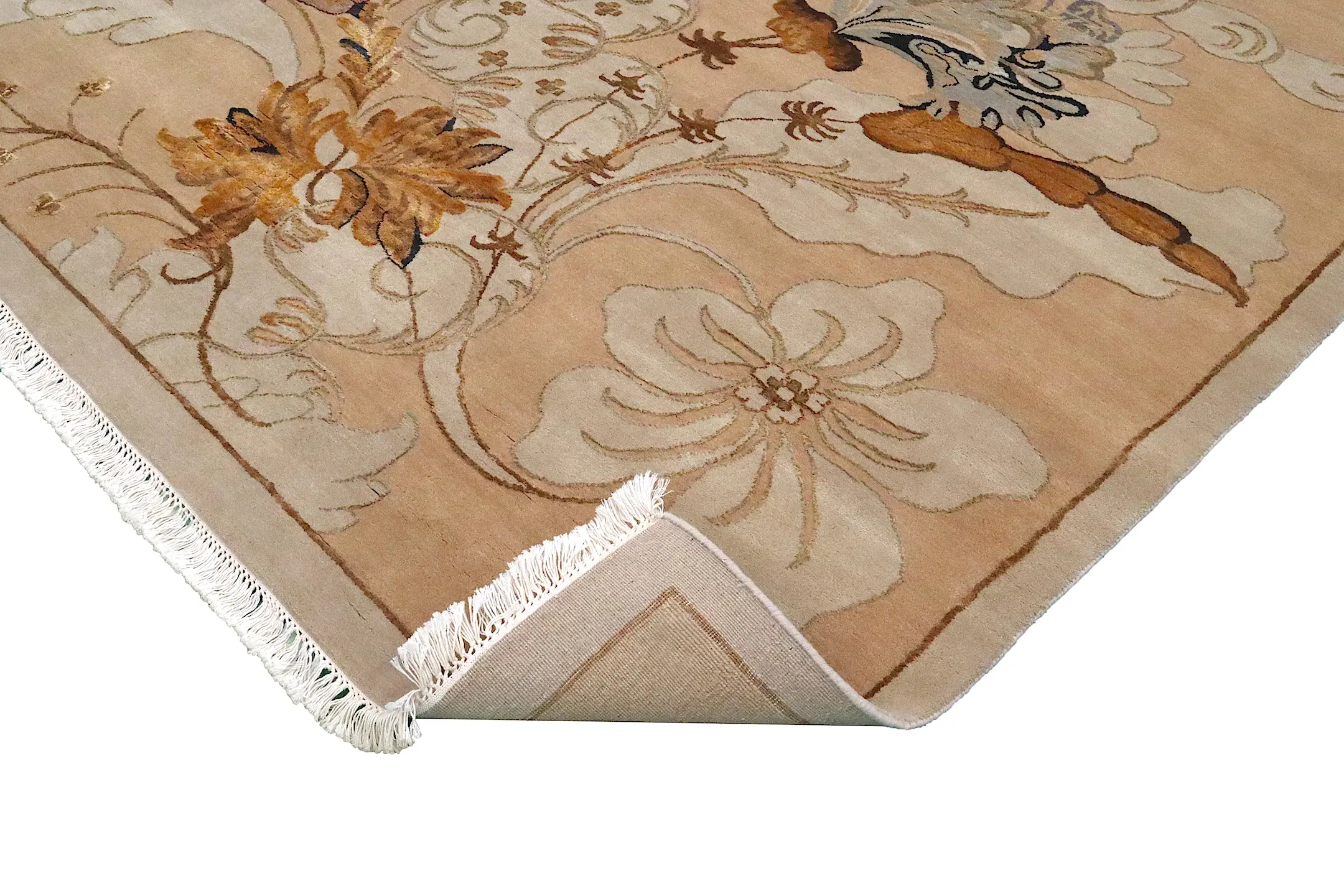Luxury Indian Jaipur Rug - Gold - Handknotted Silk mix Indian rug IJS030007 424 x 314