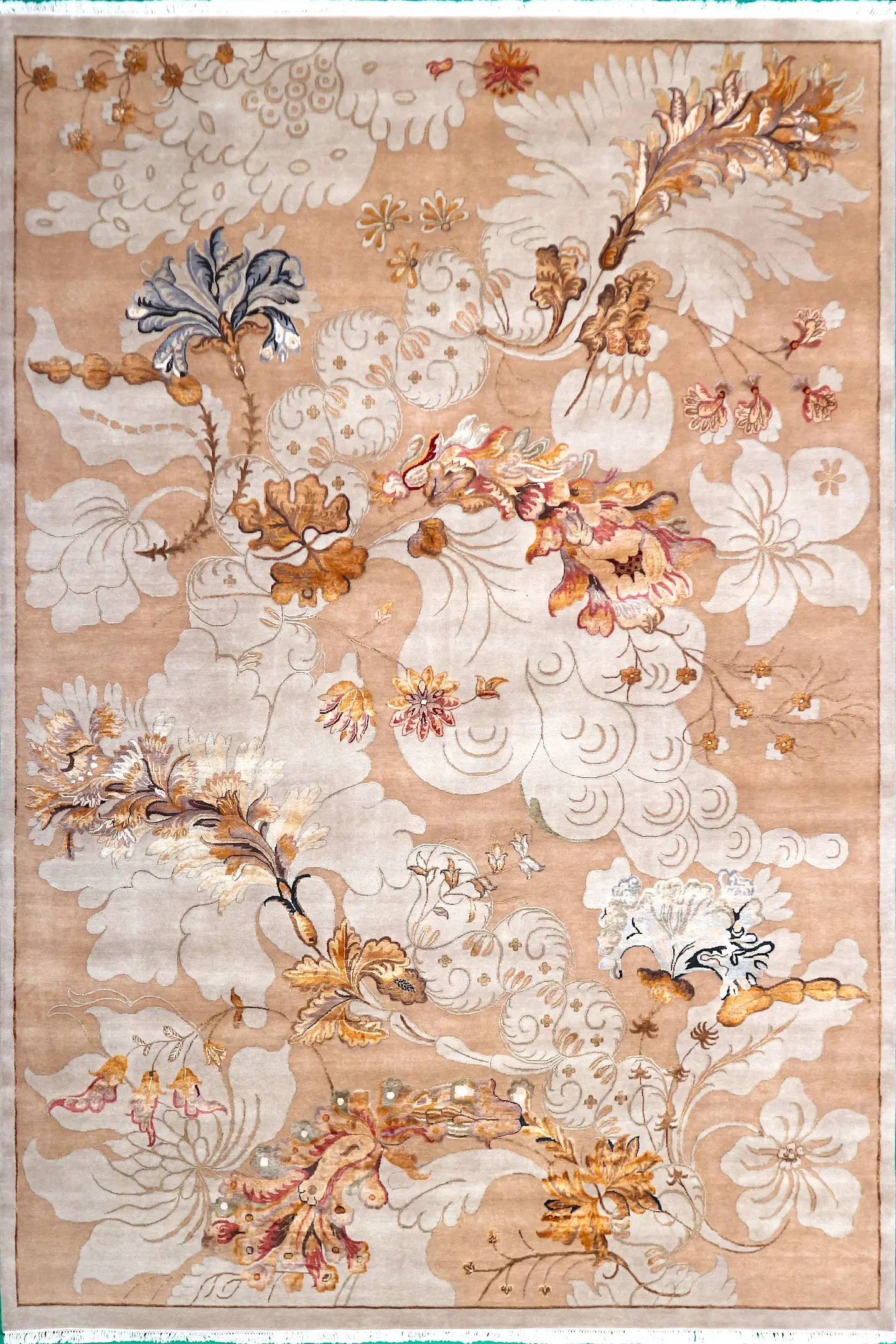 Luxury Indian Jaipur Rug - Gold - Handknotted Silk mix Indian rug IJS030007 424 x 314