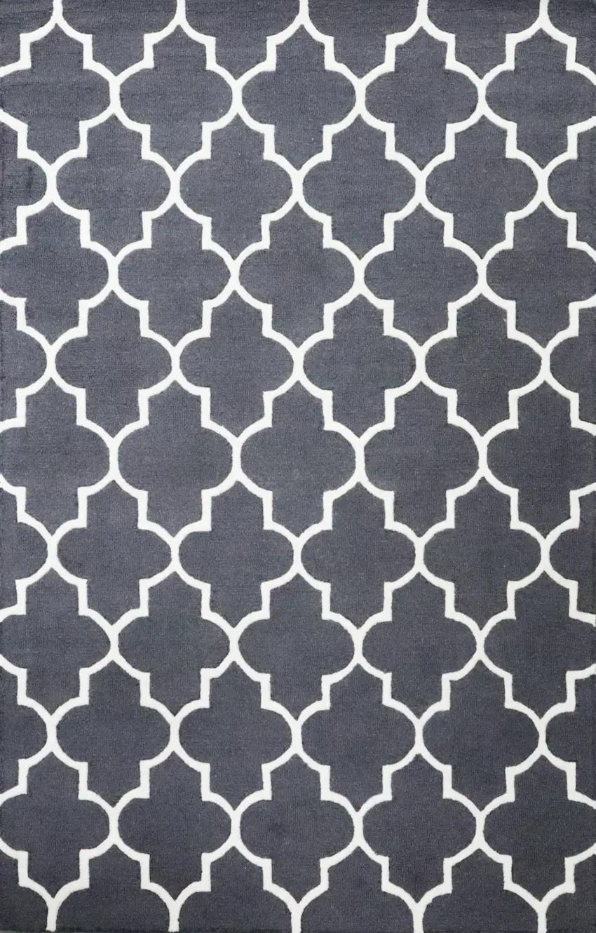 Lattice Design Rug - Grey - Indian Rug with Lattice Design DFS711