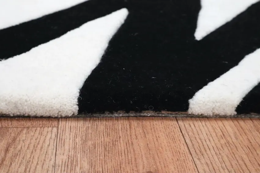 Modern Rug - Black & White - Indian Rug with Contemporary Design ECA036