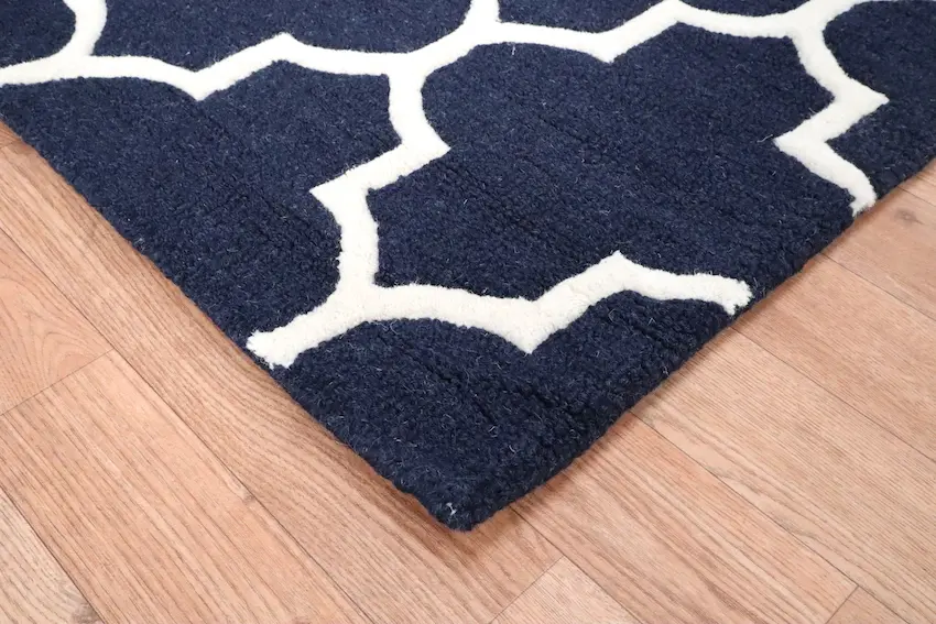 Lattice Design Rug - Dark Blue - Indian Rug with Lattice Design DFS701