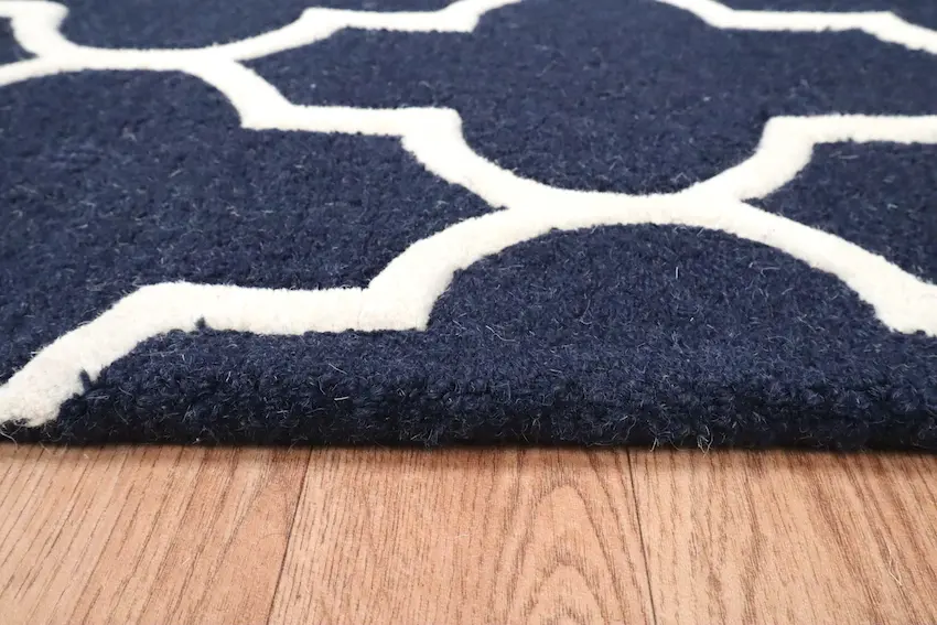 Lattice Design Rug - Dark Blue - Indian Rug with Lattice Design DFS701