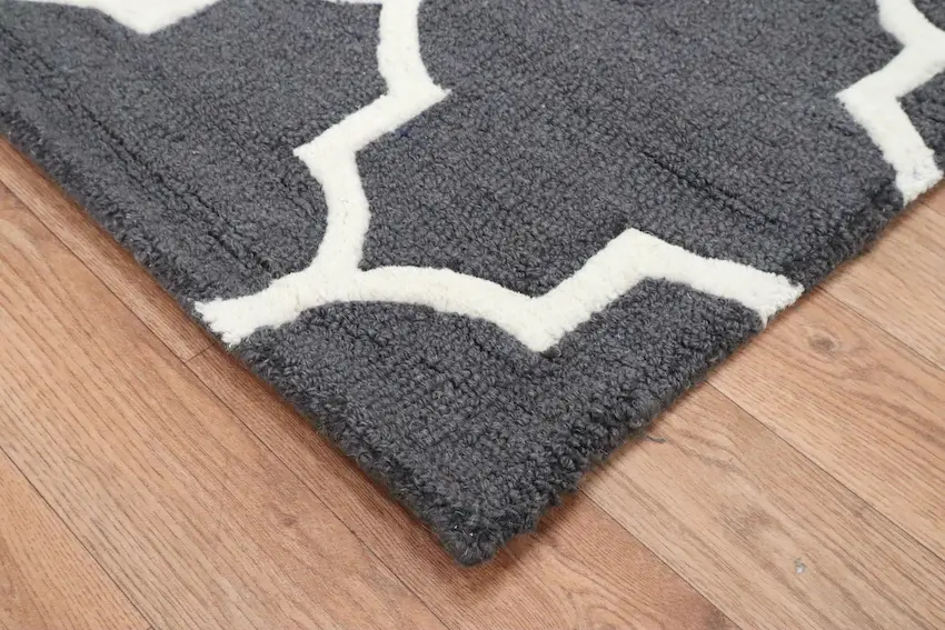 Lattice Design Rug - Grey - Indian Rug with Lattice Design DFS711