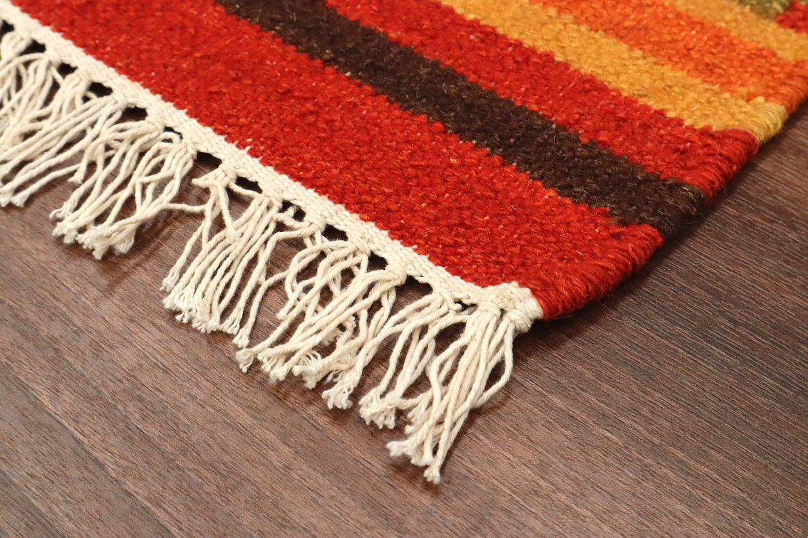 Indian Kelim Rug - Multicoloured - Flatweave Tribal design rug IKF002