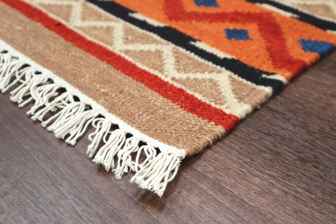 Indian Kelim Rug - Multicoloured - Flatweave Tribal design rug IKF004