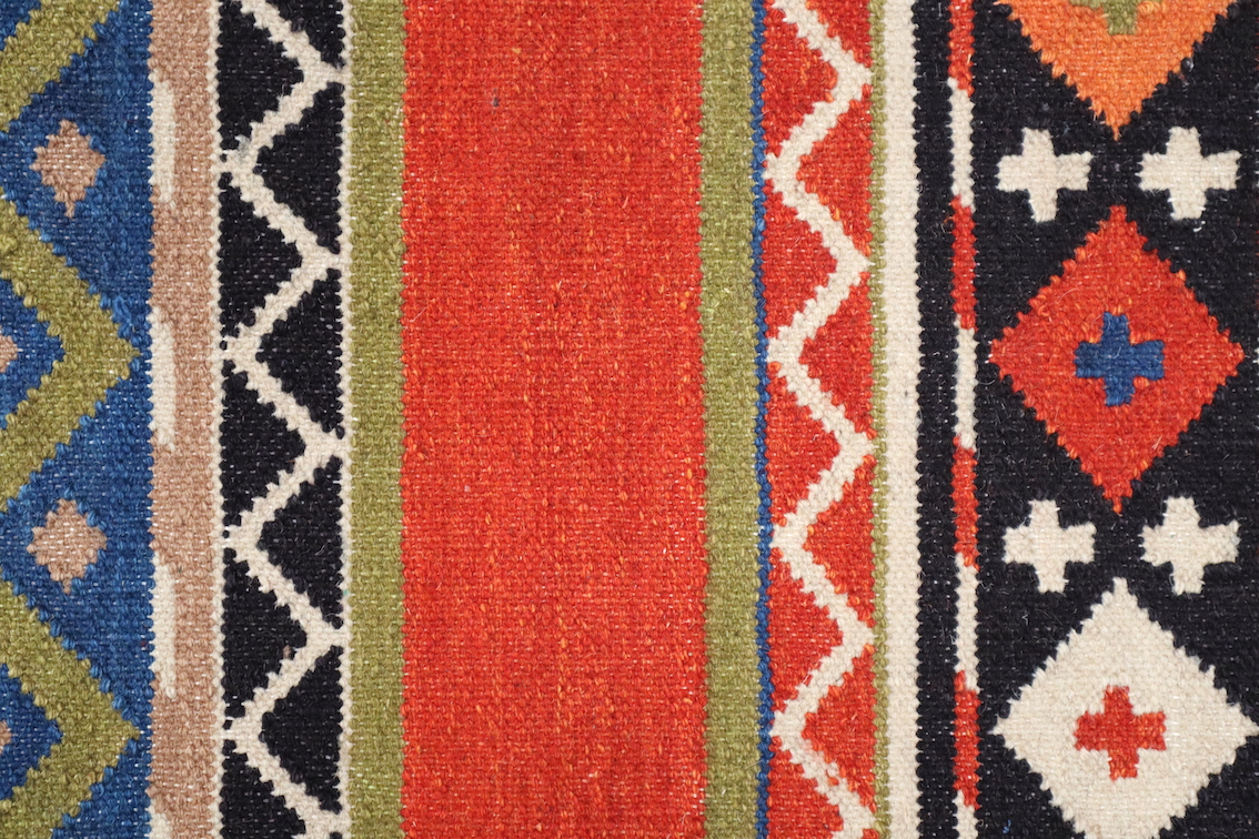 Indian Kelim Rug - Multicoloured - Flatweave Tribal design rug IKF004