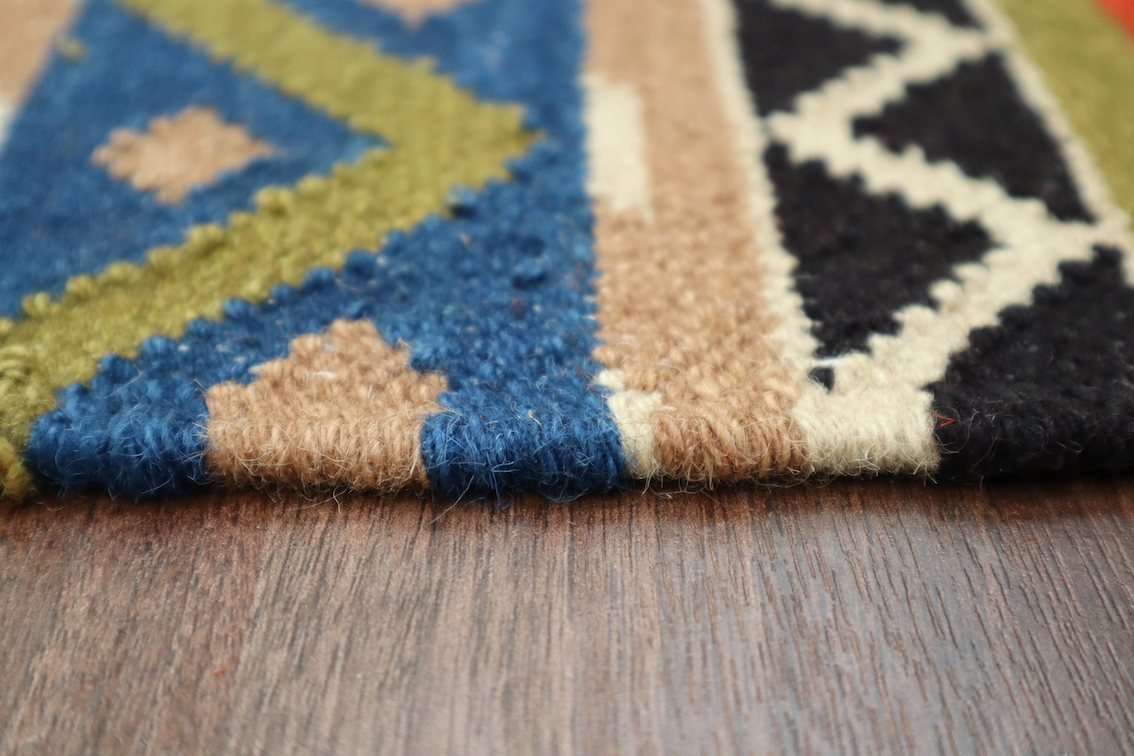 Indian Kelim Rug - Multicoloured - Flatweave Tribal design rug IKF004