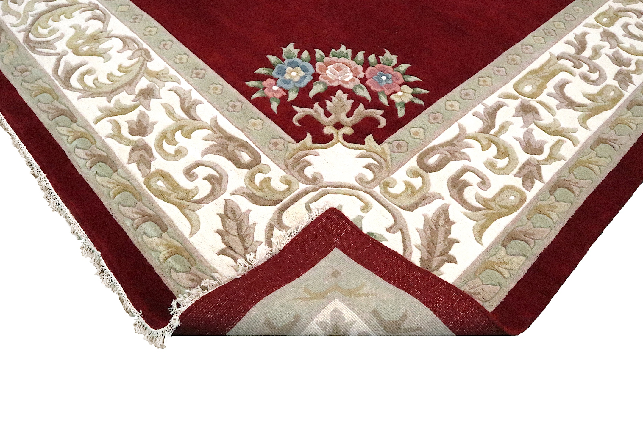 Super Rajbik rug - Red & Cream - Handknotted Indian Aubusson design rug RAJ035016 548 x 363