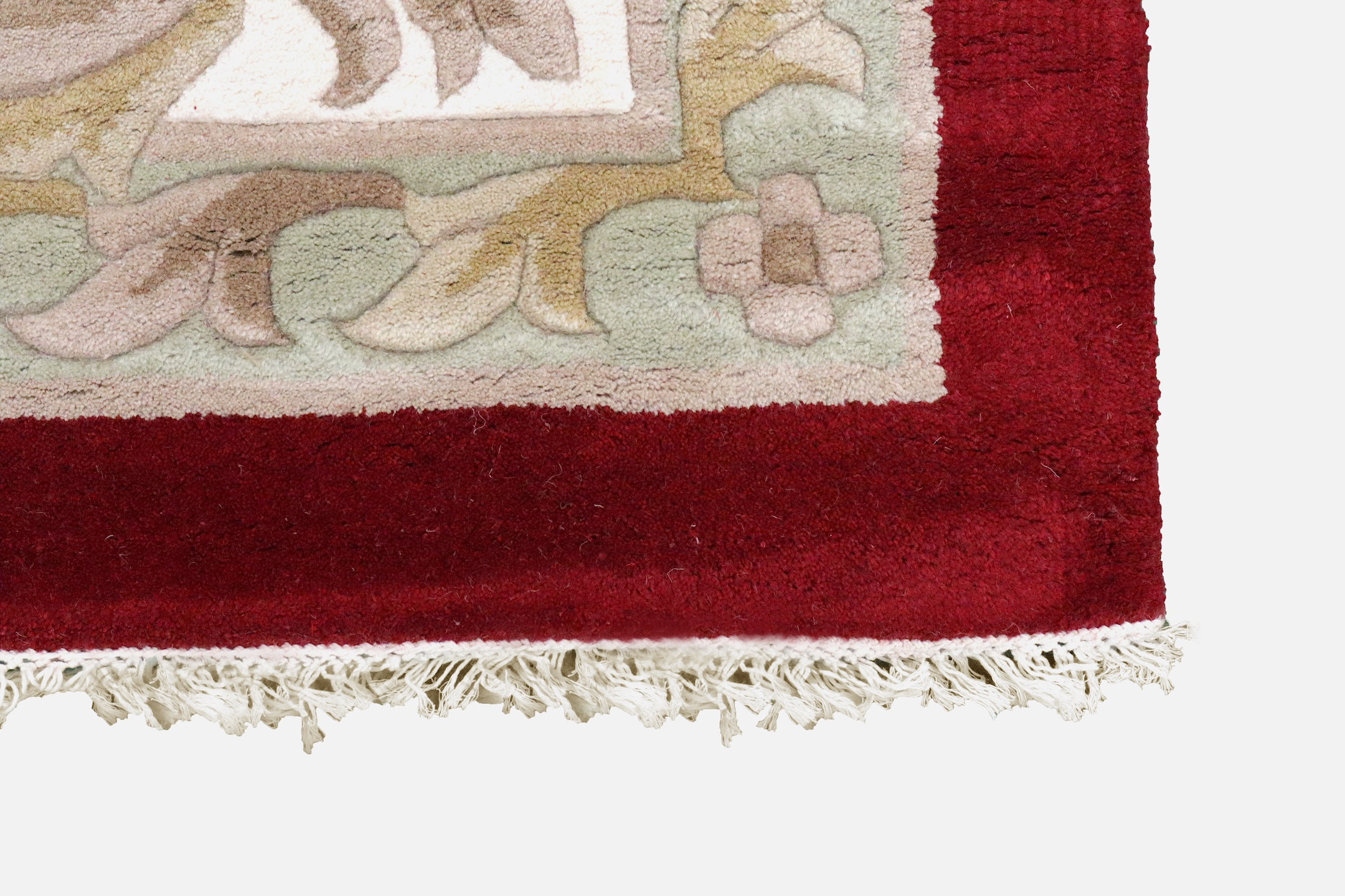 Super Rajbik rug - Red & Cream - Handknotted Indian Aubusson design rug RAJ035016 548 x 363