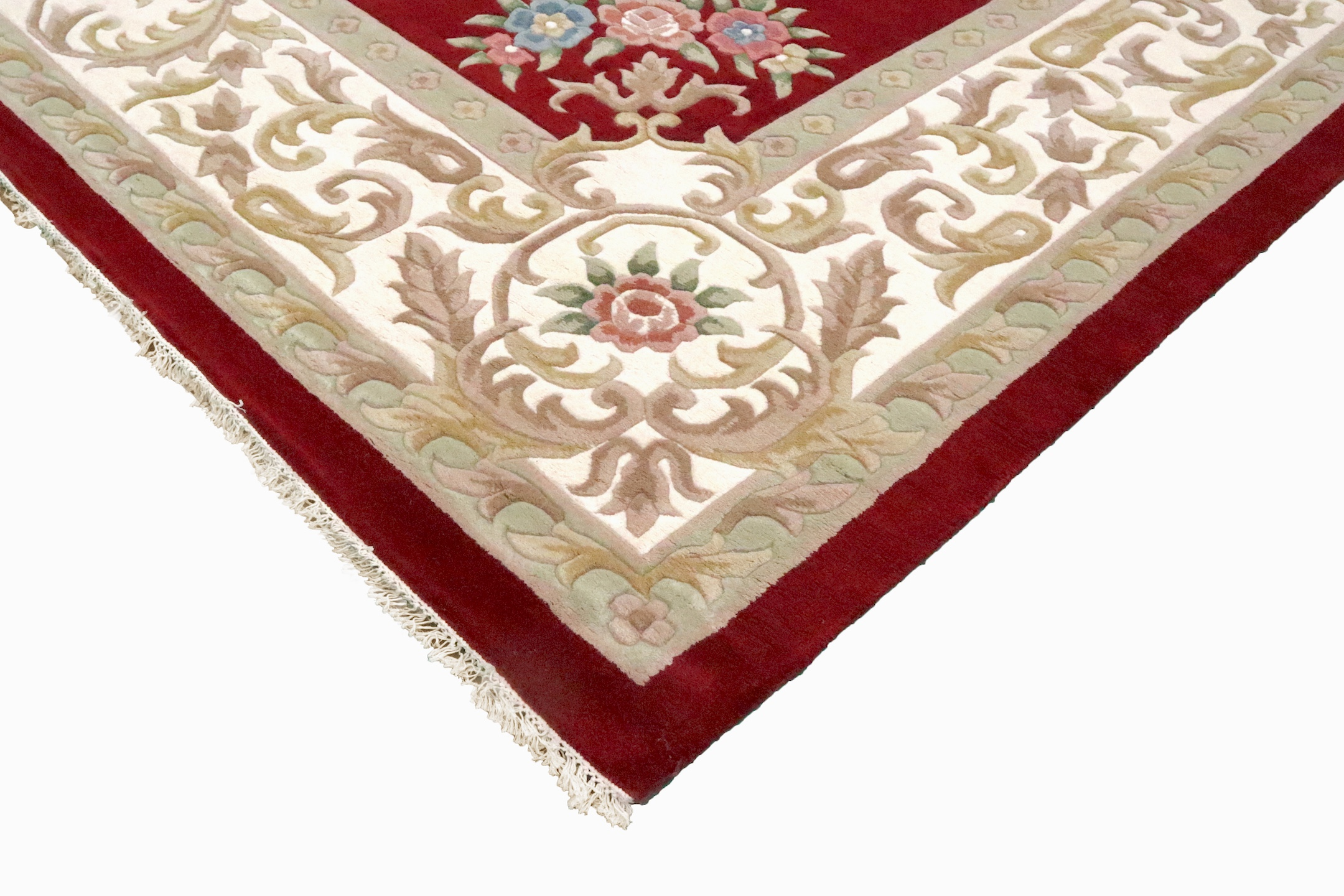 Super Rajbik rug - Red & Cream - Handknotted Indian Aubusson design rug RAJ035016 548 x 363