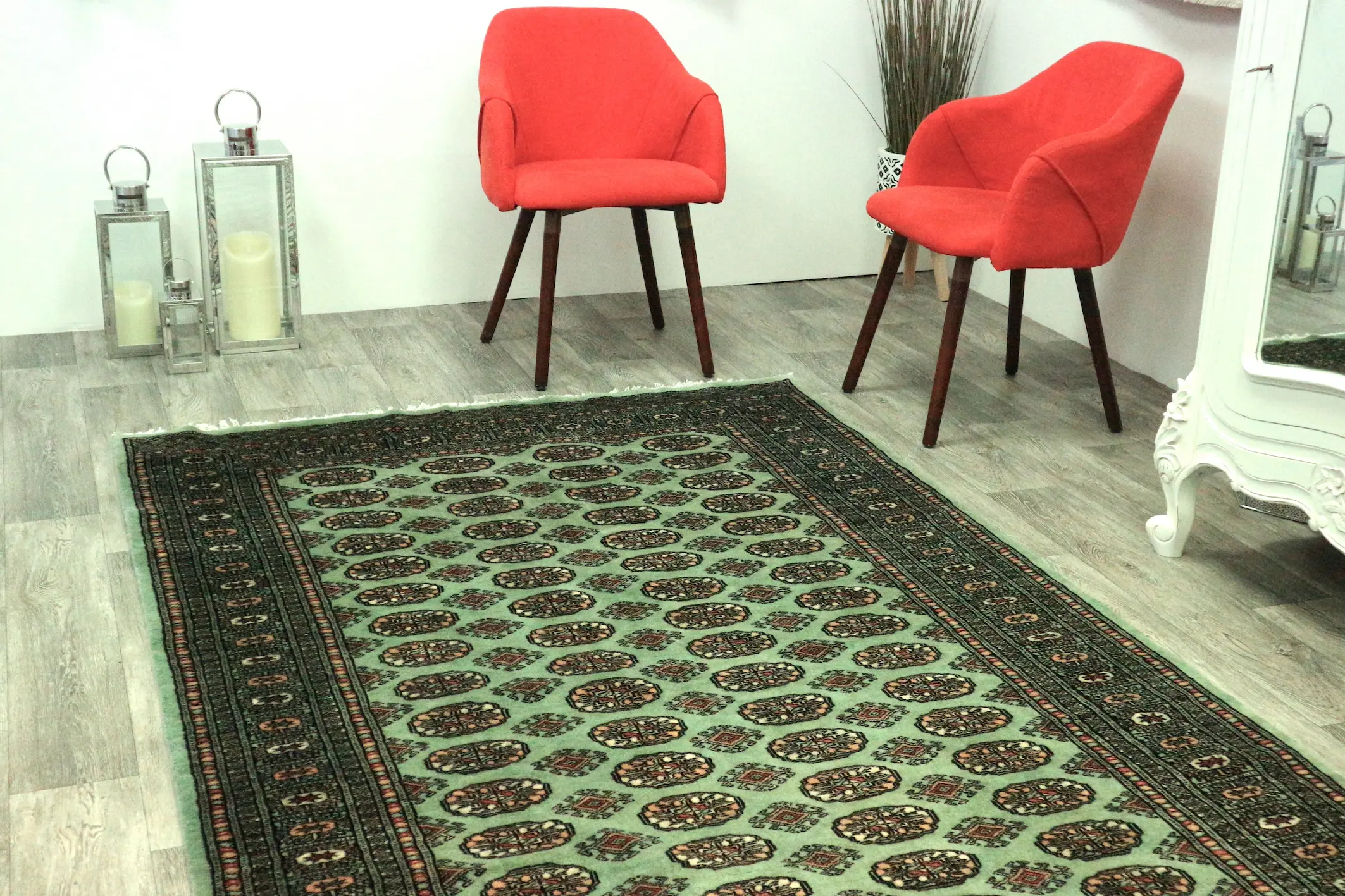 Fine Pakistan Bokhara Rug - Green - Handknotted 100% wool Bokhara rug BOK042