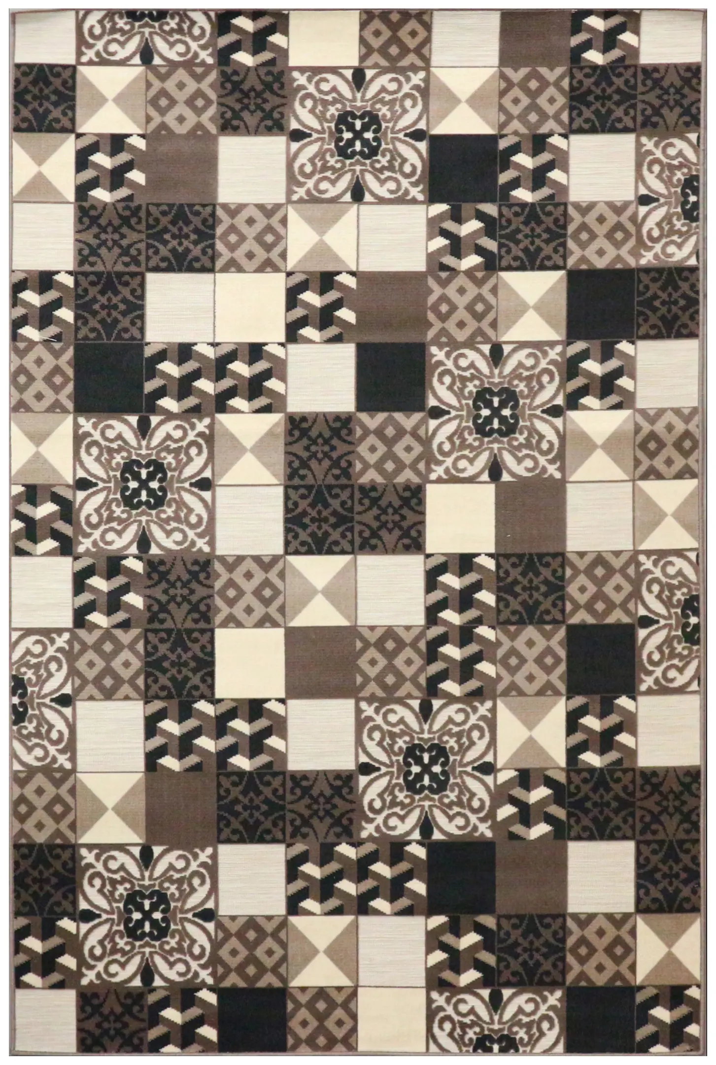 Outdoor rug - Neutral & Brown - Patchwork Design ZBF007