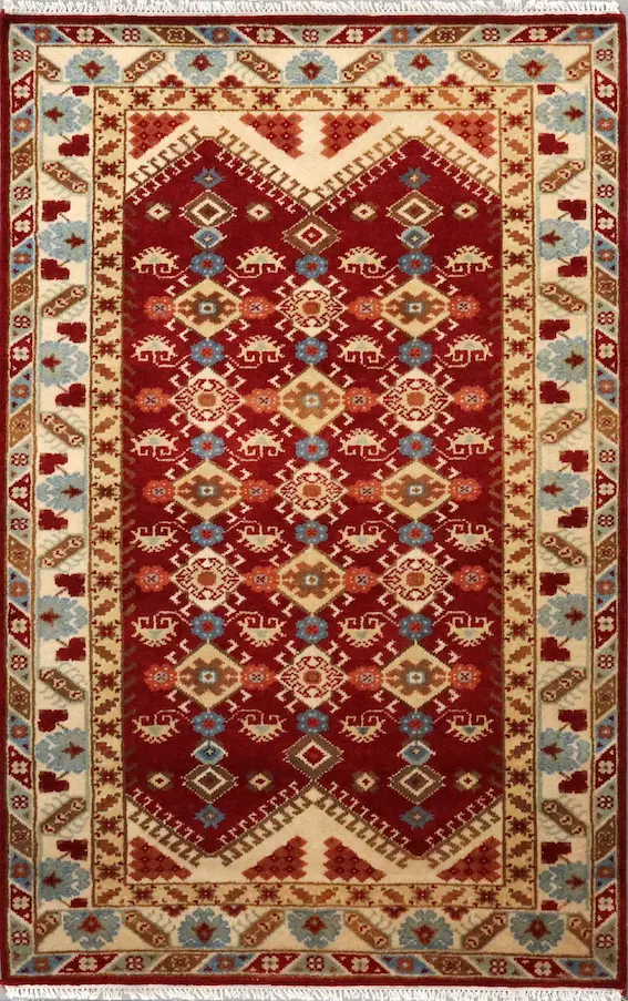 Indo Milas Rug - Red - Vibrant, Turkish inspired design Indian rug IML005
