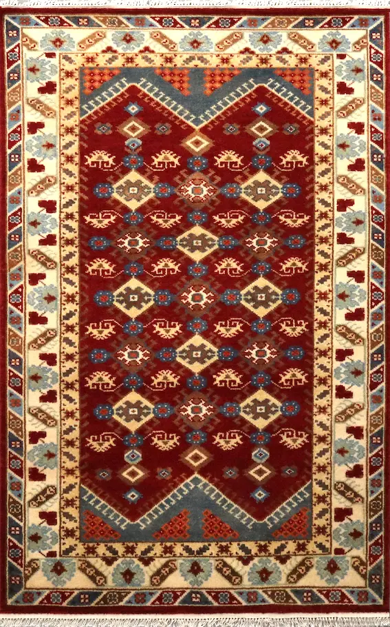 Indo Milas Rug - Red - Vibrant, Turkish inspired design Indian rug IML006
