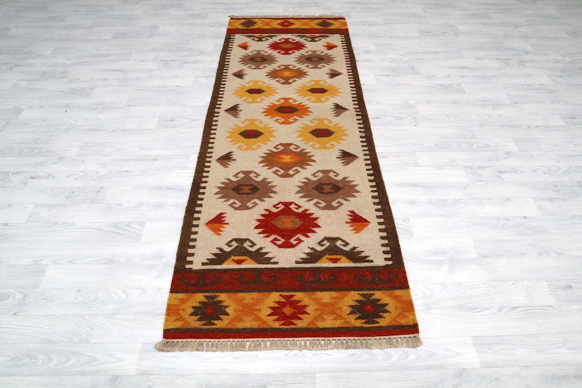 Indian Kelim Rug - Multicoloured - Flatweave Tribal design rug IKL044000 244 X 80  P